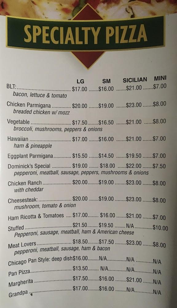 Dominick's Pizzeria & Restaurant Menu image 3